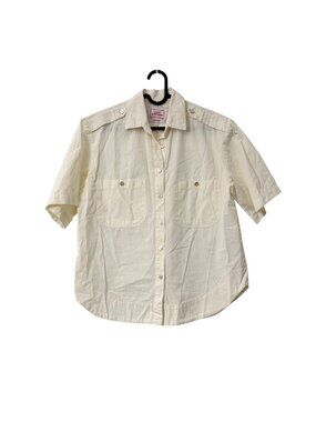 Lady Captain Ivory Utility Short Sleeve Camp Safari Button Shirt Womens Medium